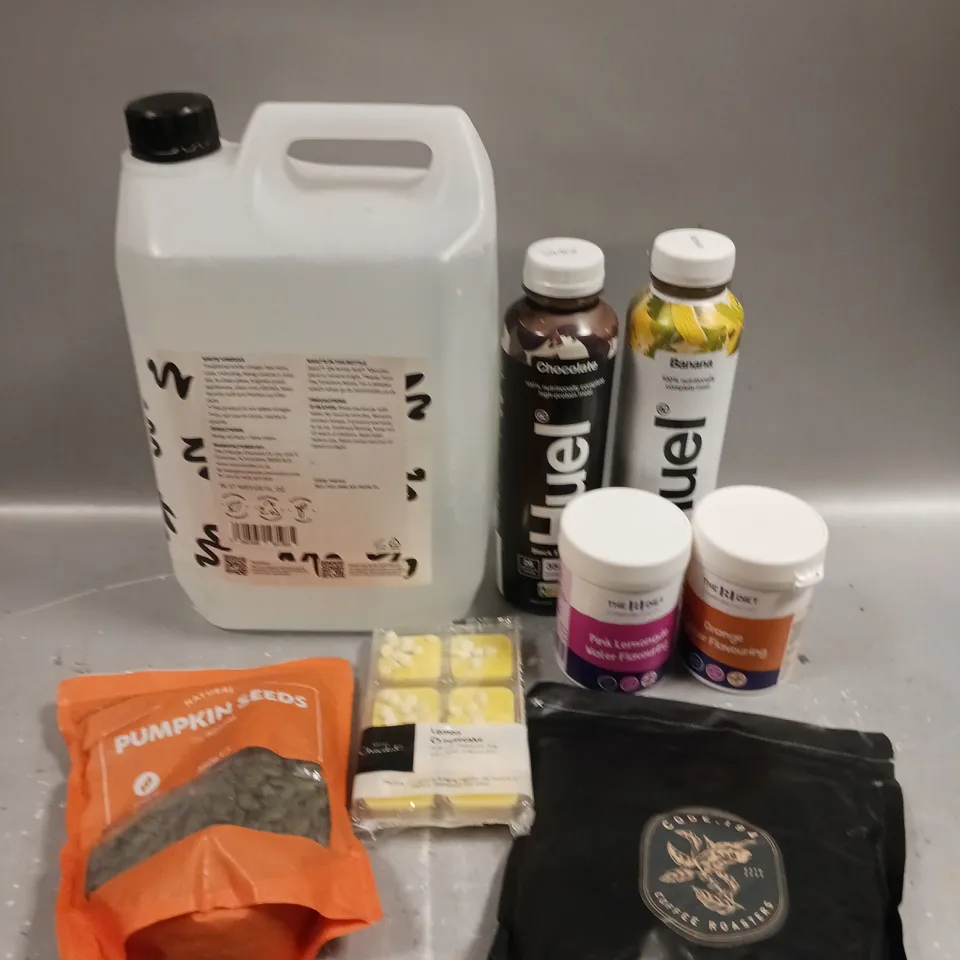 10 X ASSORTED FOOD/DRINK PRODUCTS TO INCLUDE CODE COFFEE ROASTERS, NATURAL PUMPKIN SEEDS, THE 1:1 DIET FLAVOURINGS ETC - COLLECTION ONLY 