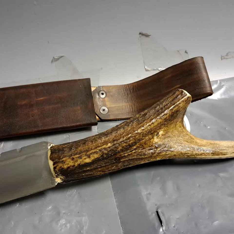 DECORATIVE HORN HANDLED 13" KNIFE WITH SHEATH