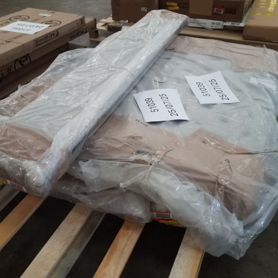 BOXED CHARITY UPHOLSTERED SLEIGH BED - SIZE UNSPECIFIED (4 PARTS)