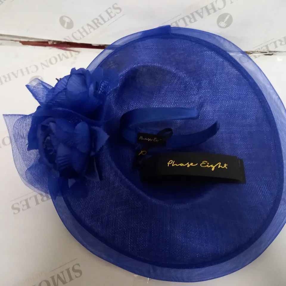 PHASE EIGHT COBALT FLORAL BRIM FASCINATOR