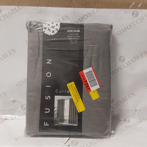 BAGGED COTTON BLEND ROOM DARKENING CURTAIN PAIR (SET OF 2) - 168 x 137cm