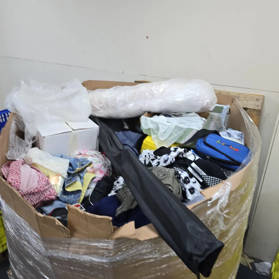 PALLET OF APPROX 100 ASSORTED ITEMS TO INLUDE SHOES , CLOTHING AND BOOKS