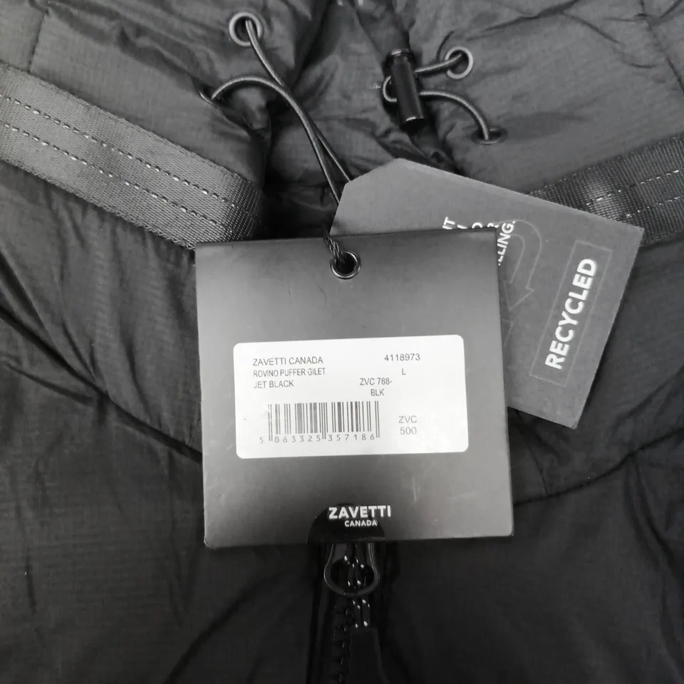 ZAVETTI CANADA ROVINO PUFFER GILET – JET BLACK – SIZE L