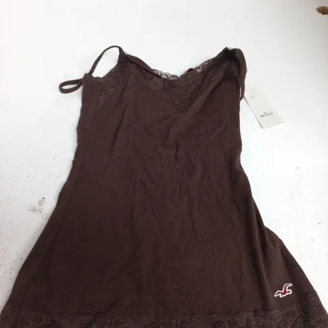 HOLLISTER WOMEN'S BROWN LACE TRIM CAMISOLE TOP β UK XS