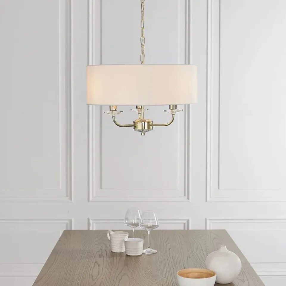 BOXED BASILIA 3-LIGHT DRUM CHANDELIER 