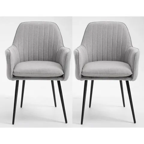BOXED BEAURY GREY FABRIC ARMCHAIR SET OF 2 (1 BOX)