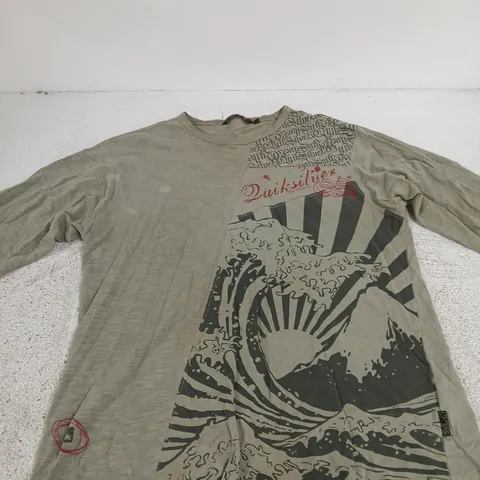 QUIKSILVER GREY LONG-SLEEVE T-SHIRT – SIZE L