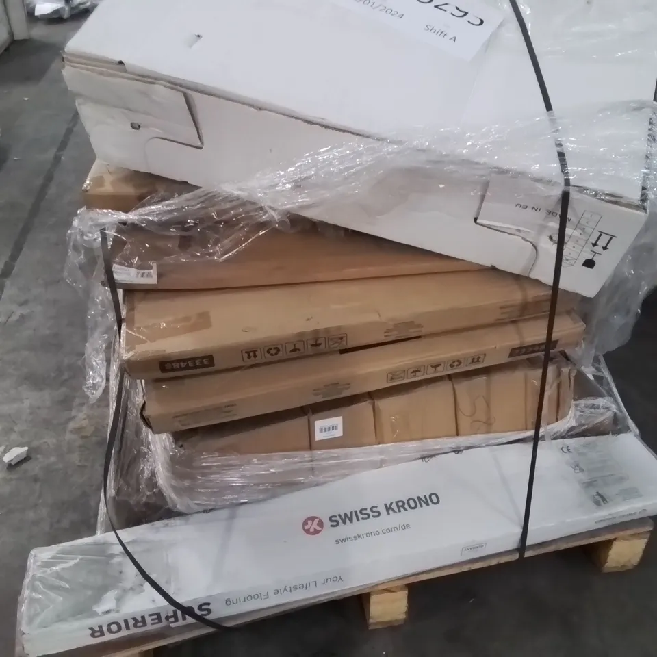 PALLET CONTAINING ASSORTED ITEMS TO INCLUDE: TOWEL RAILS, TOILET SEATS, RADIATOR COVER ECT.
