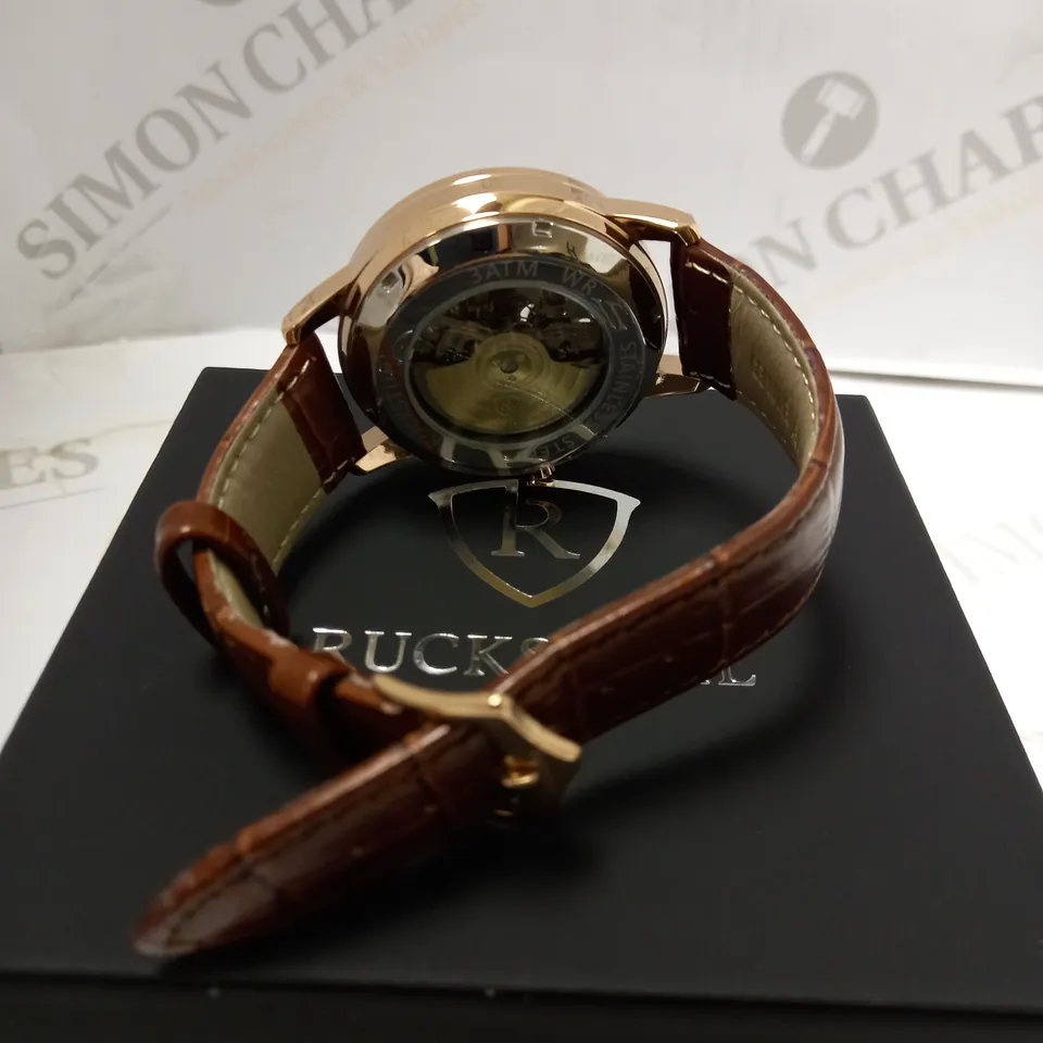 RUCKSTUHL AUTOMATIC BLUE LEATHER STRAP WRISTWATCH