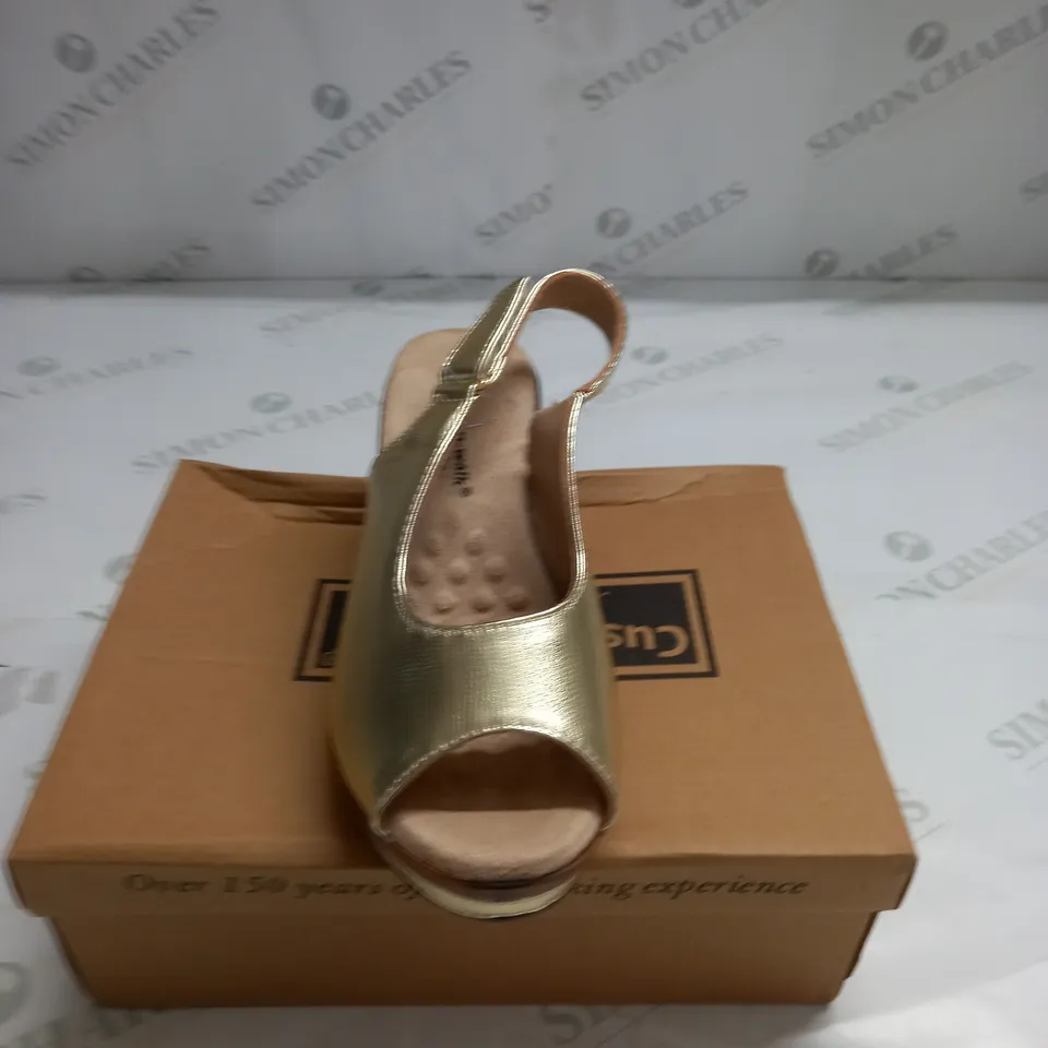 BOXED CUSHION-WALK GOLD WEDGED SHOES SIZE 3