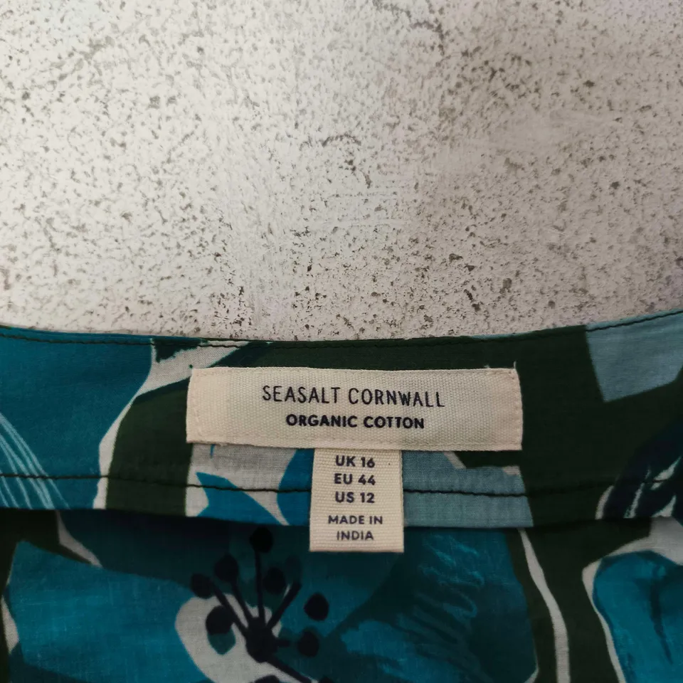 SEASALT CORNWALL WOMEN'S FLORAL PRINT DRESS – ORGANIC COTTON, UK 16