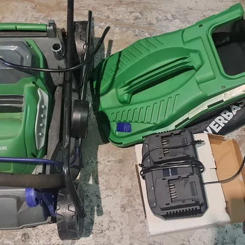 POWERBASE 34CM CORDLESS LAWNMOWER WITH CHARGER AND BATTERIES