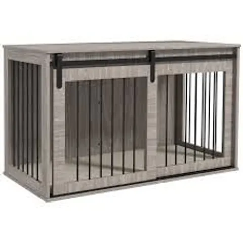 BOXED PAWHUT 118CM DOG CRATE FURNITURE WITH REMOVABLE CUSHION FOR EXTRA LARGE DOGS - GREY