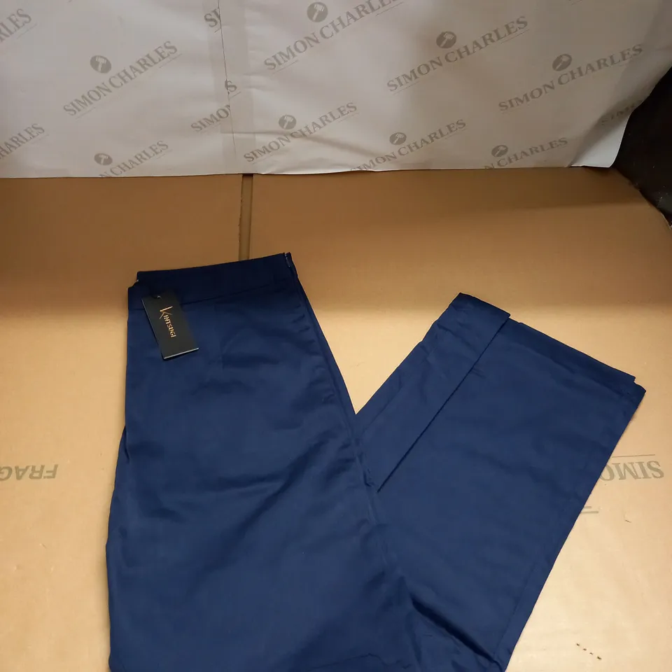 KINTSUGI WOMENS PETITE LENGTH NAVY TROUSERS WITH WIDE LEG SIZE 14
