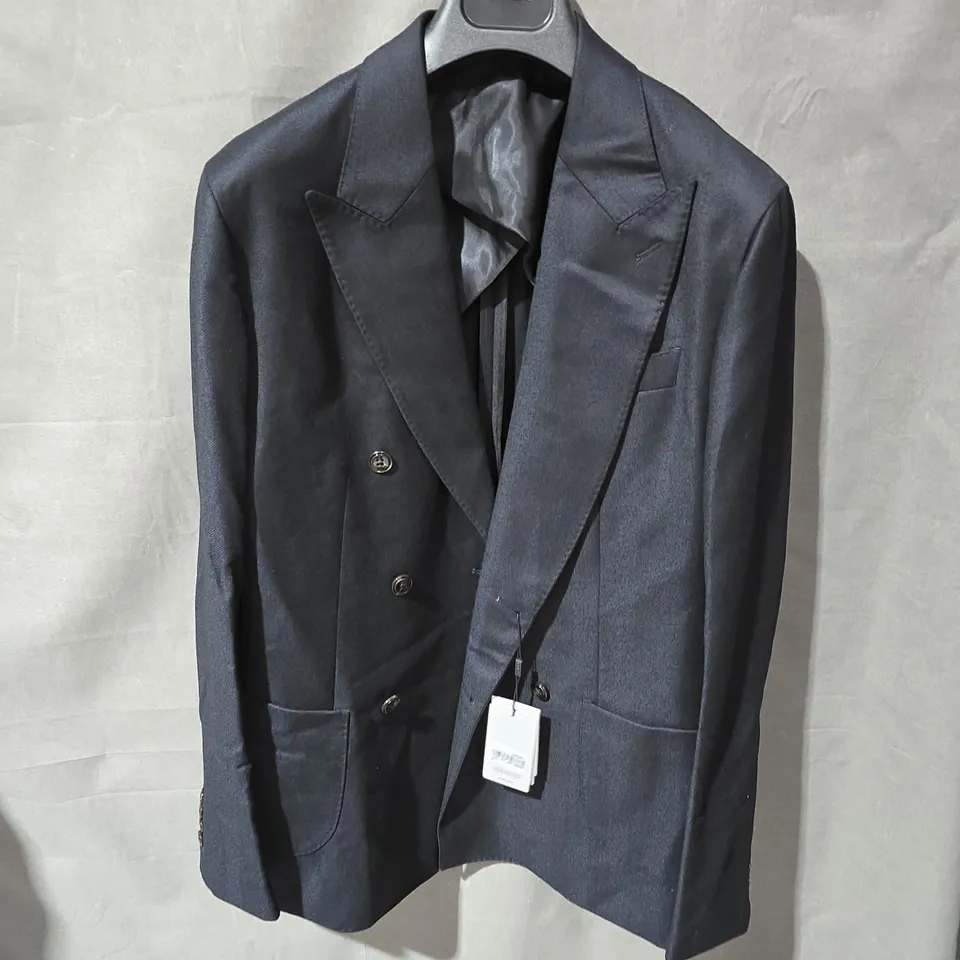 REISS DB FLANNEL BLAZER IN BLACK - 40R