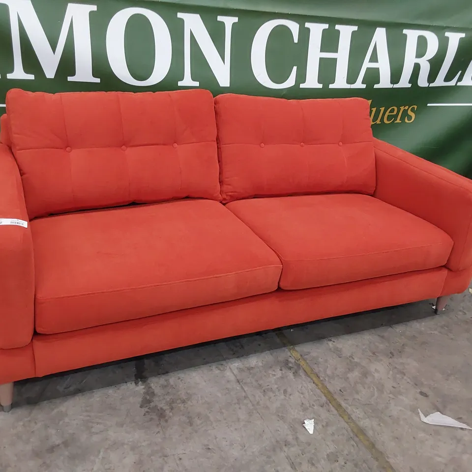 QUALITY BRITISH DESIGNER LOUNGE Co. THREE SEATER SOFA BURNT ORANGE PLUSH FABRIC 