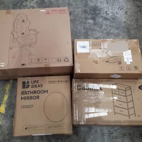 PALLET CONTAINING ASSORTED PRODUCTS INCLUDING GAMING CHAIR, BATHROOM MIRROR, CABINET & MULTIPURPOSE STEAM CLEANER