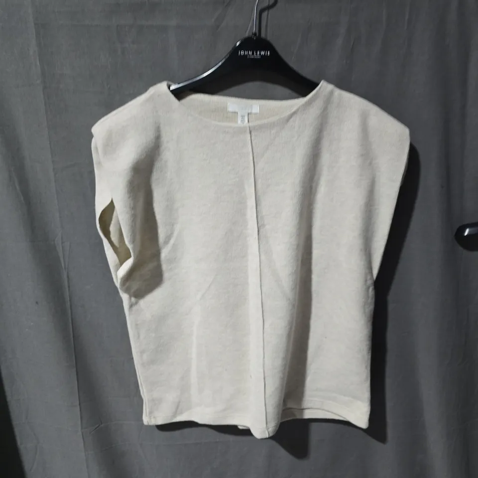 BOX OF APPROXIMATELY 25 CLOTHING ITEMS INCLUDING: H&M VEST JUMPER, GREY COAT AND WHITE COAT