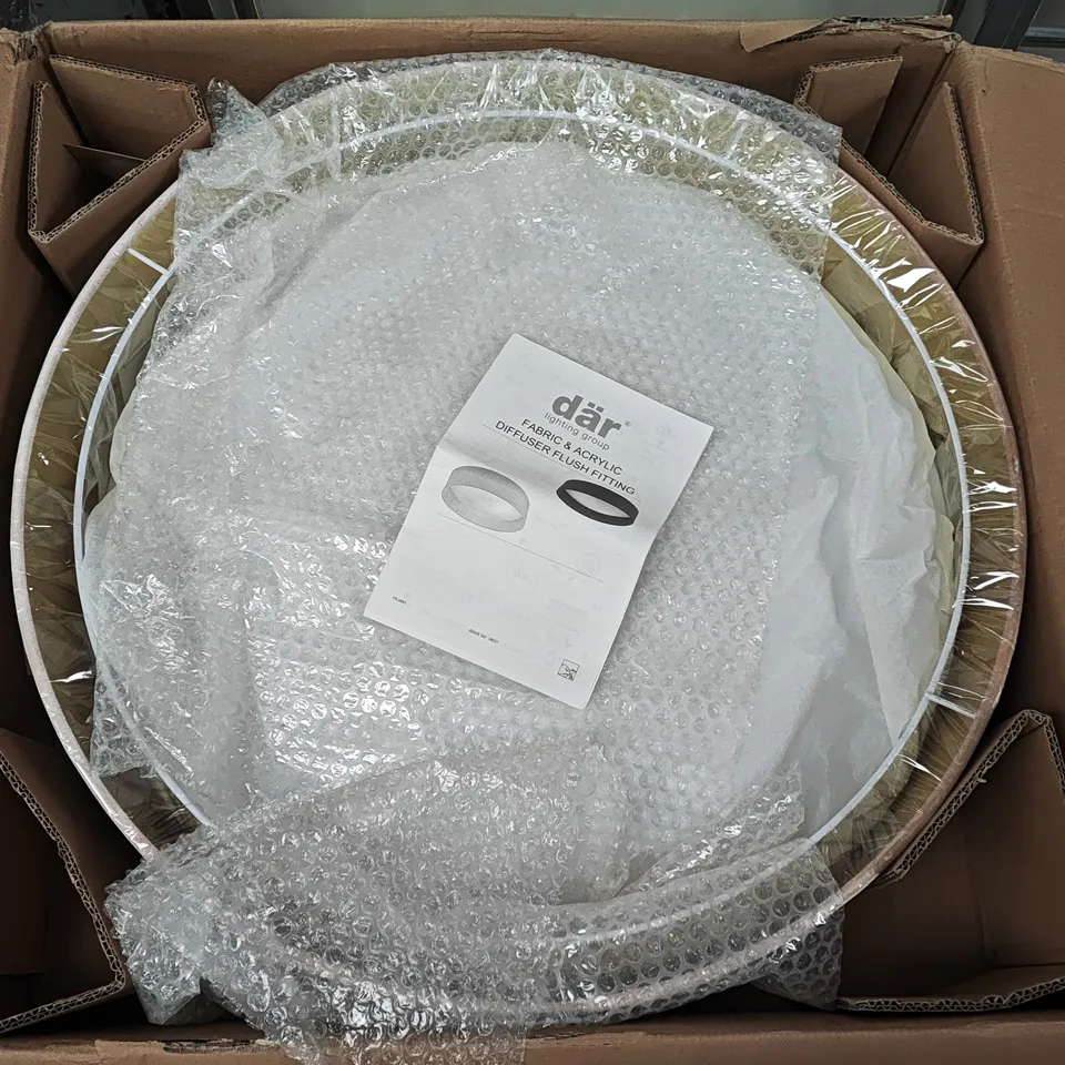 BOXED DAR NYSA 3-LIGHT FLUSH LIGHT IN VELVET TAUPE 60CM SHADE