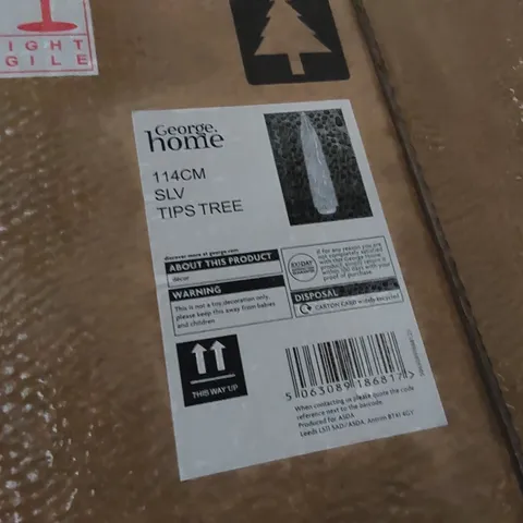 PALLET OF APPROXIMATELY 12 BOXES OF BRAND NEW 114CM SILVER TIPPED CHRISTMAS TREES