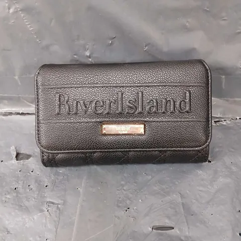 RIVER ISLAND EMBOSSED ZIP AROUND PURSE - BLACK