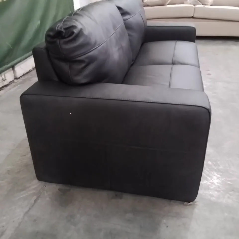 QUALITY DESIGNER FAUX LEATHER BLACK 3 SEATER SOFA 