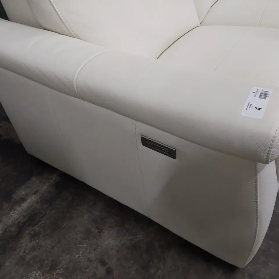 QUALITY ITALIAN DESIGNER ADRIANO POWER RECLINING THREE SEATER SOFA WHITE LEATHER