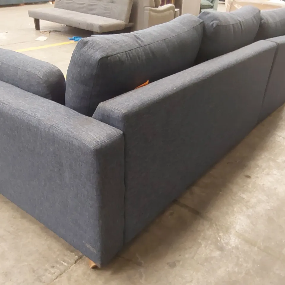 QUALITY DESIGNER CORNER CHAISE SOFA BED - BLUE FABRIC