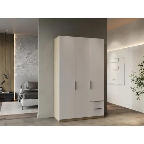 BOXED NOORAN 3 DOOR MANUFACTURED WOOD WARDROBE ( 2 BOXES )