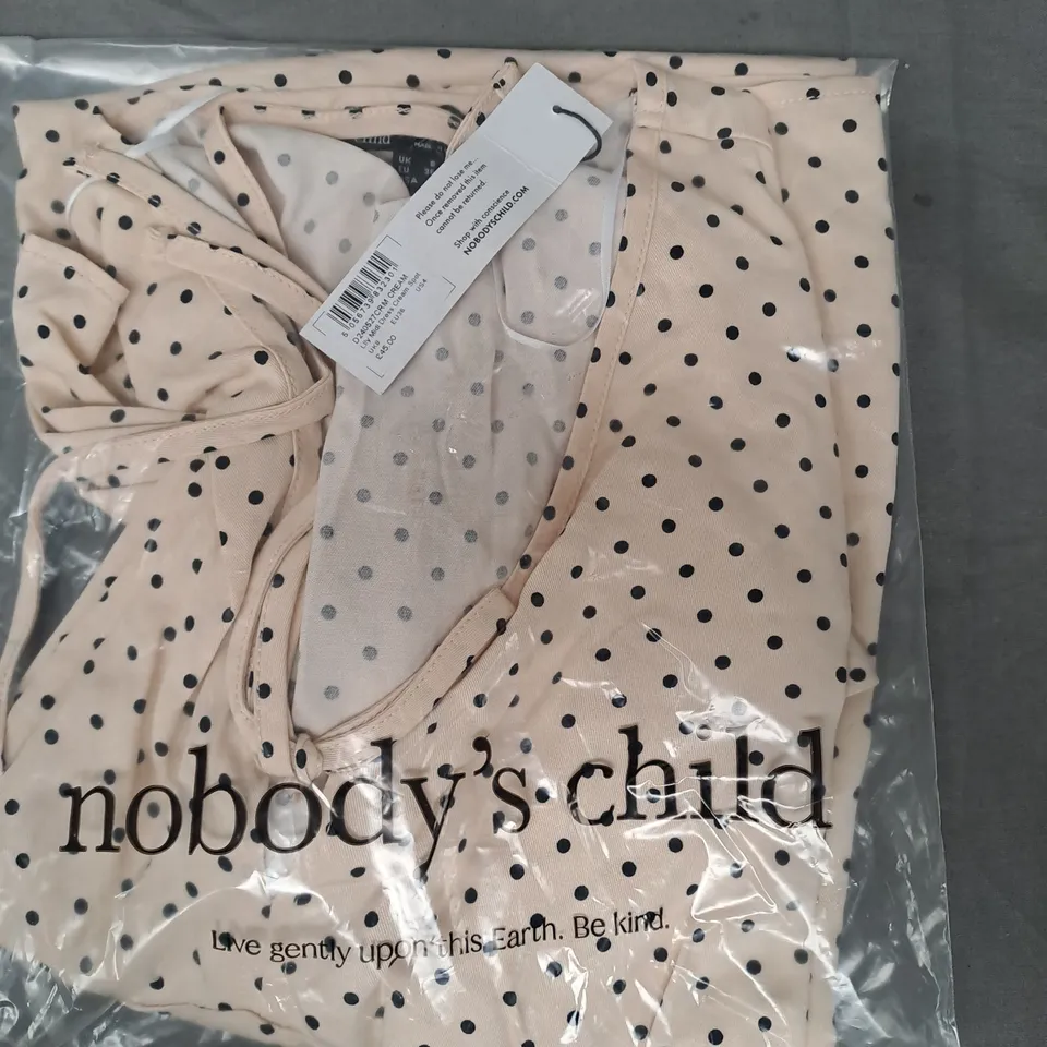 NOBODY'S CHILD LILY MIDI DRESS IN CREAM W. BLACK SPOTS UK SIZE 8
