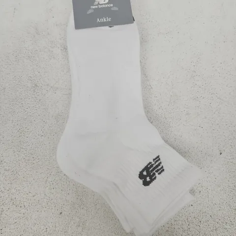 NEW BALANCE ANKLE SOCKS β WHITE, 3 PACK - L