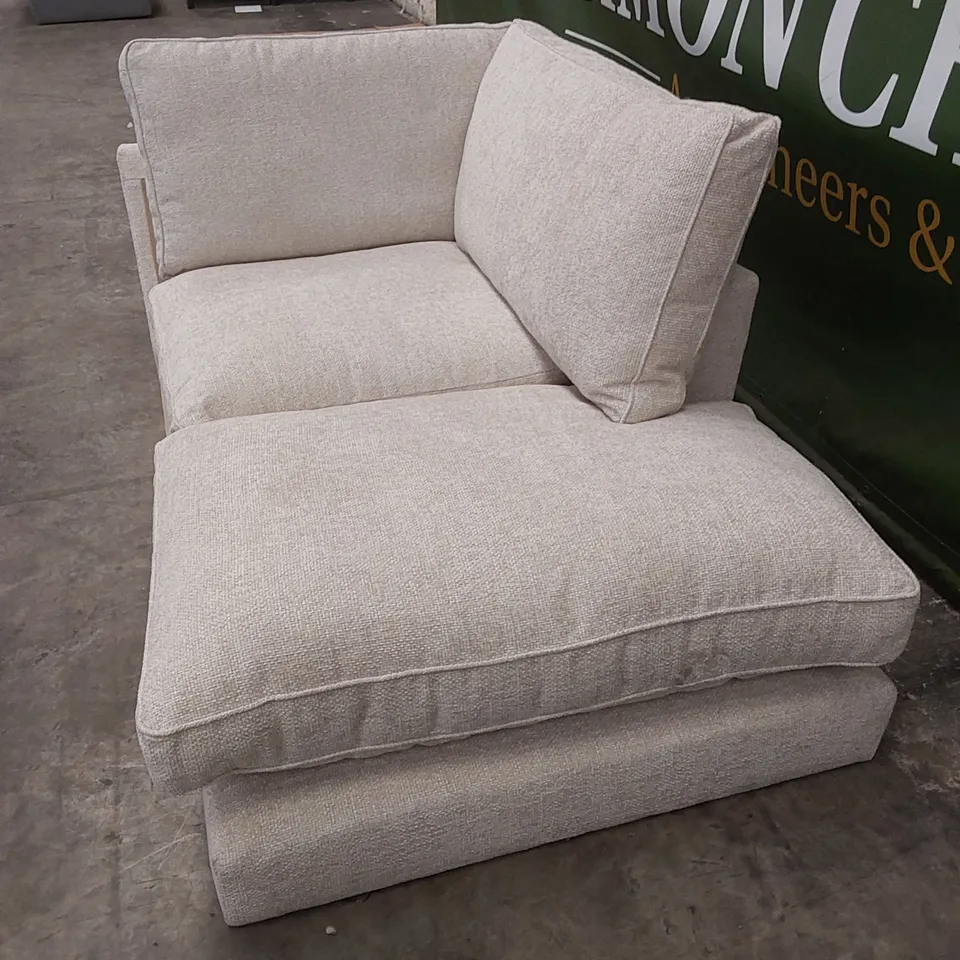 DESIGNER STAMFORD MEDIUM CORNER CHAISE CHUNKY CHENILLE OYSTER SOFA PART - INCOMPLETE SOFA PIECE