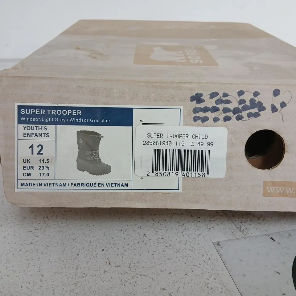 SOREL YOUTH SUPER TROOPER SNOW BOOTS – BLUE, UK 11.5 (EU 29) – WATERPROOF