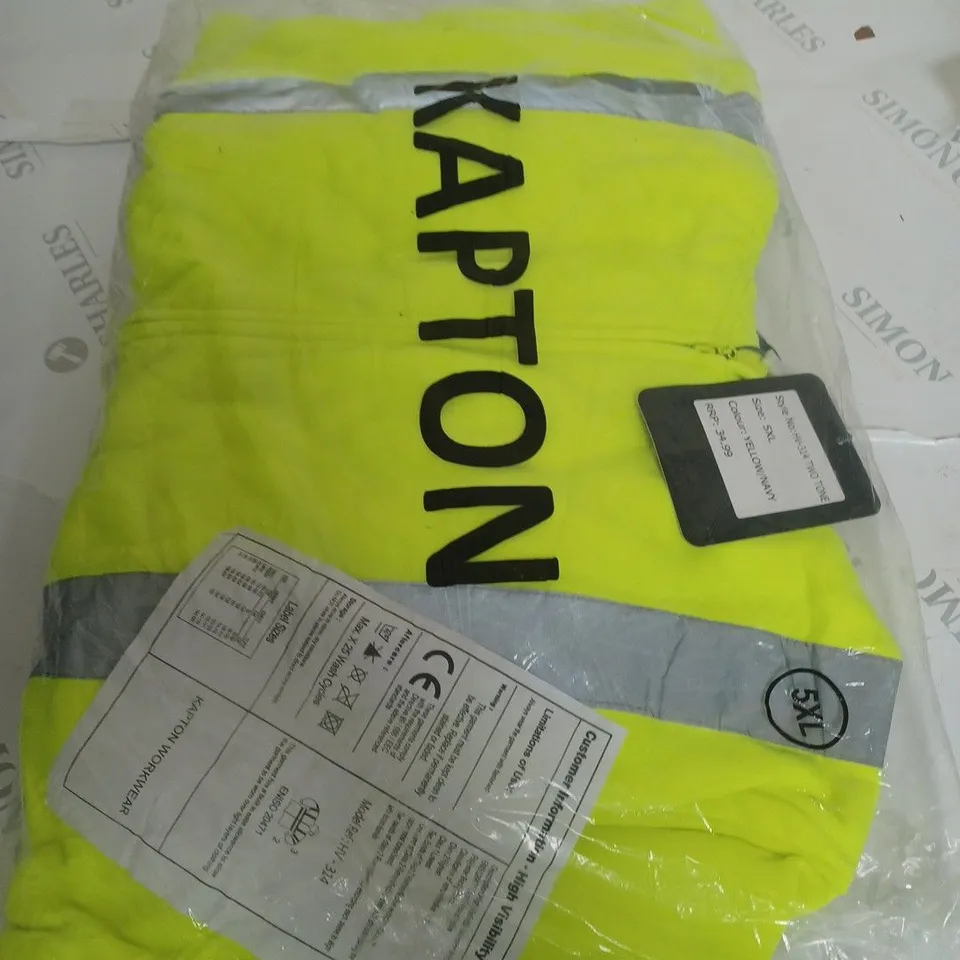 BAGGED KAPTON TWO-TONE HI VIS JACKET IN YELLOW NAVY - 5XL