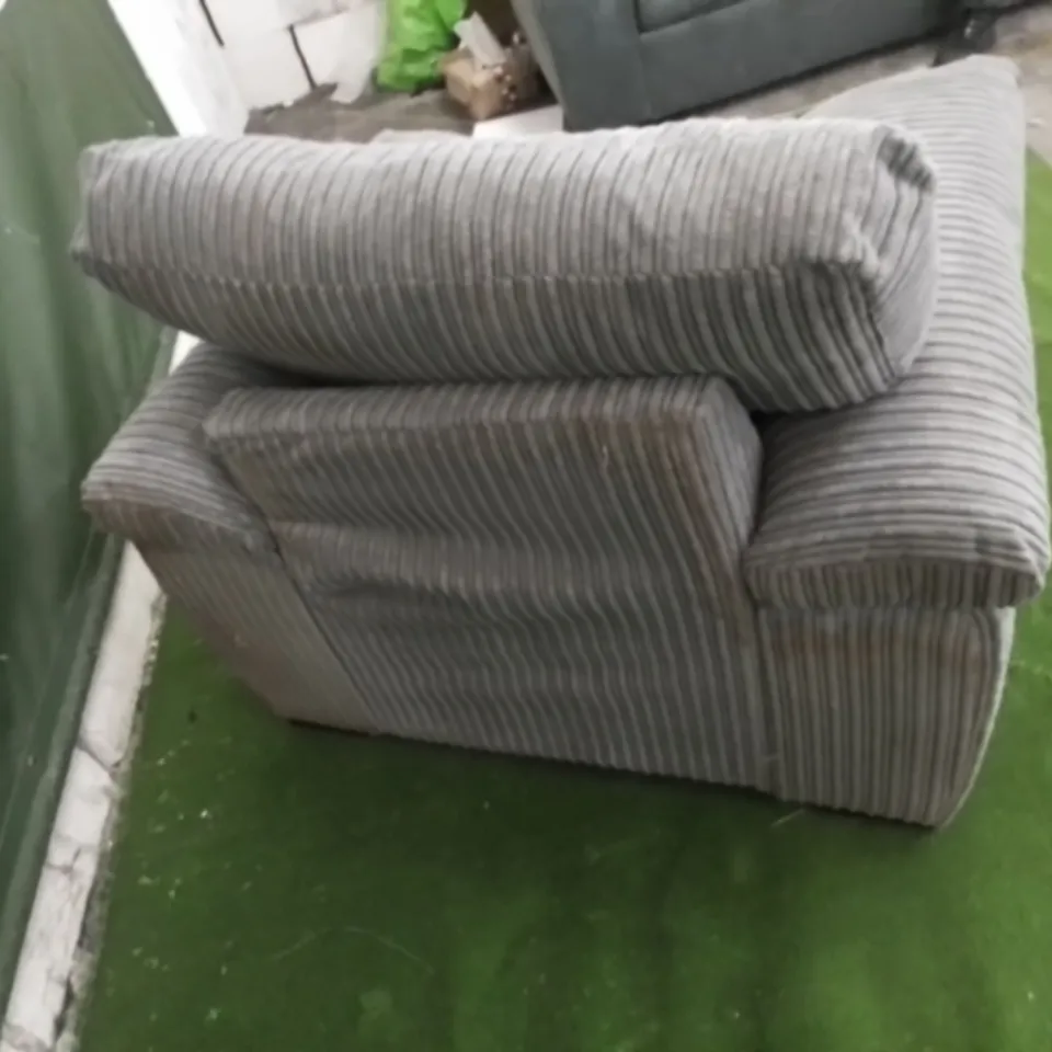 DESIGNER GREY LINED FABRIC ARMCHAIR