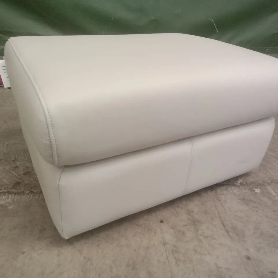DESIGNER G PLAN MADE  TAYLOR FOOTSTOOL - OXFORD LIGHT GREY LEATHER