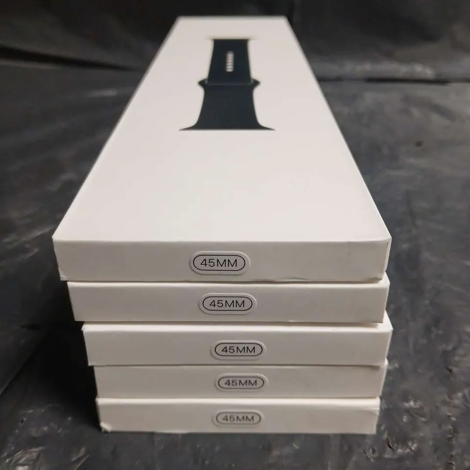 LOT OF 5 APPLE WATCH SPORT BANDS IN MIDNIGHT - 45MM