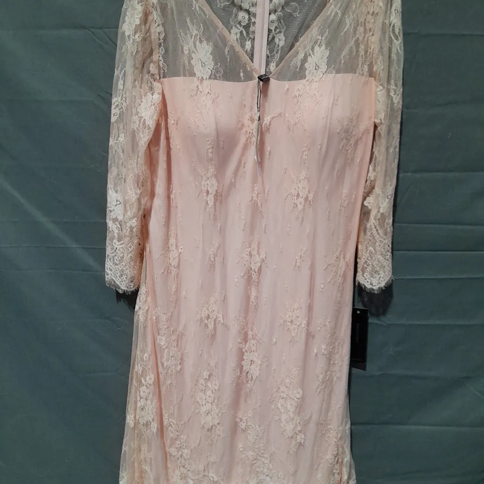VENI INFANTINO SLEEVED LACE DRESS IN BLUSH - 12+14