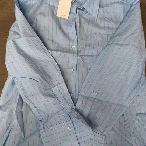 MANGO CAMISA STRIPED LONG SLEEVE SHIRT IN BLUE/RED SIZE UK 8
