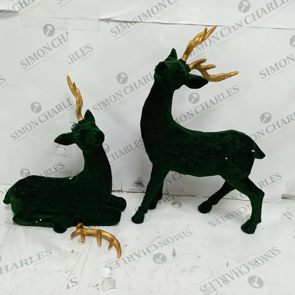 BOXED ALISON CORK SET OF 2 VELVET HENRY STAGS