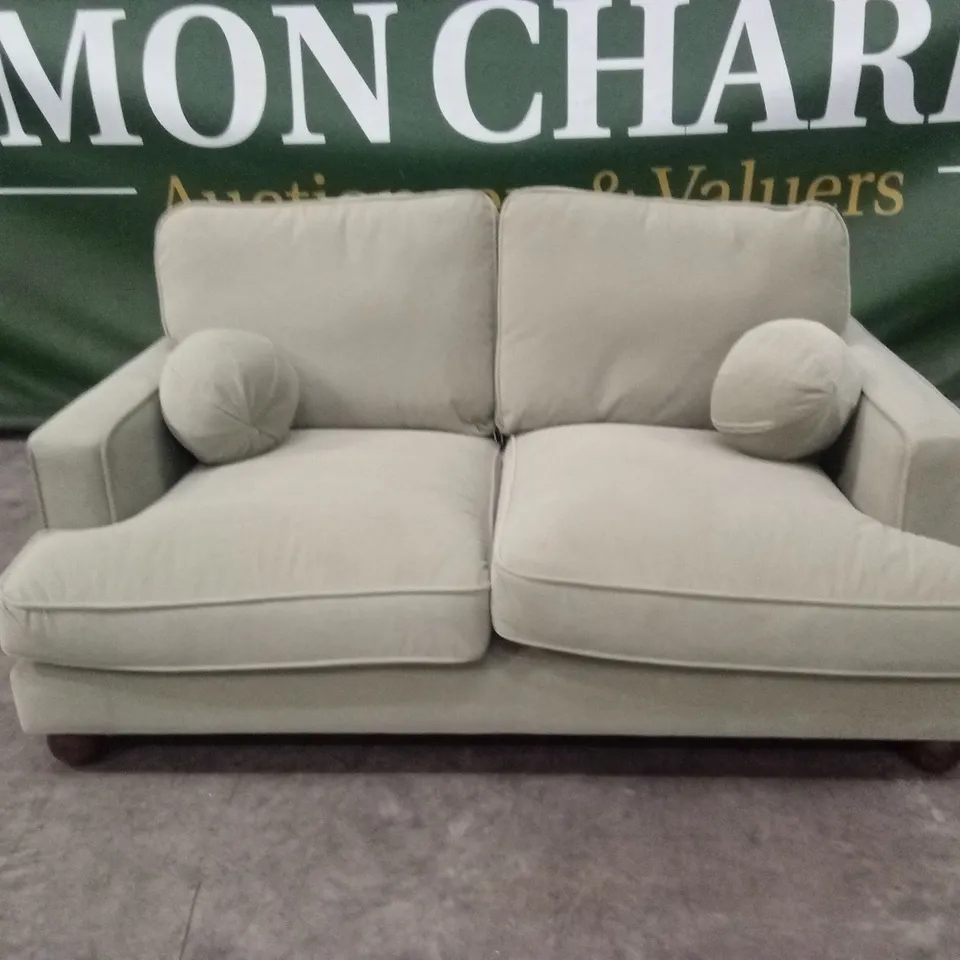 QUALITY DESIGNER ADDISON 2 SEATER SAGE GREEN VELVET SOFA