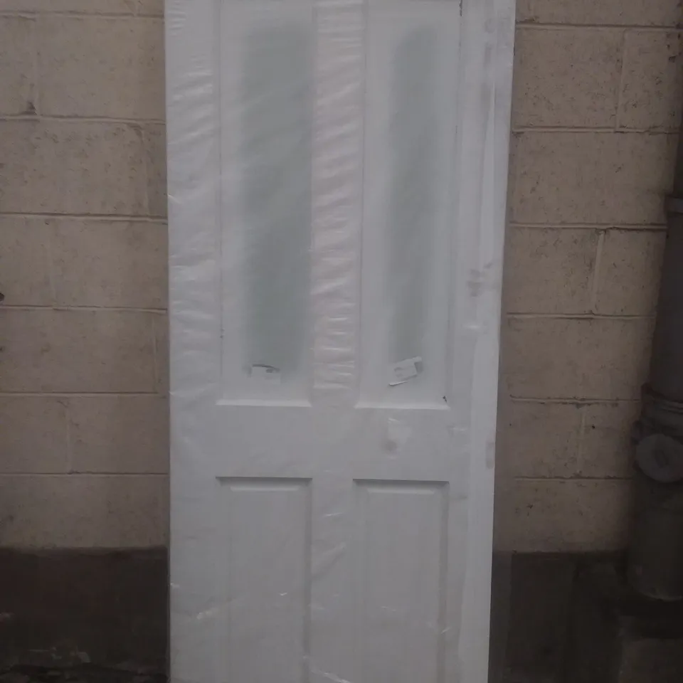 4 PANEL PRIMED OBSCURE DOUBLE GLAZED EXTERNAL DOOR