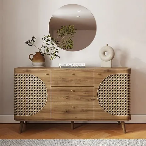BOXED SORREL RATTAN LARGE SIDEBOARD UNIT - OAK (3 BOXES)