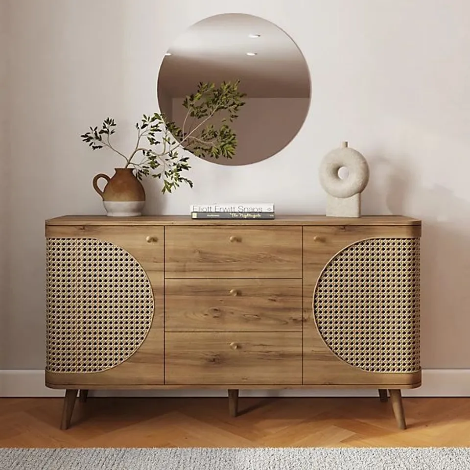 BOXED SORREL RATTAN LARGE SIDEBOARD UNIT - OAK (3 BOXES)