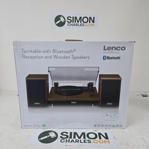 Lenco LS-1000WD (V2) Turntable with Bluetooth & Wooden Speakers – Boxed
