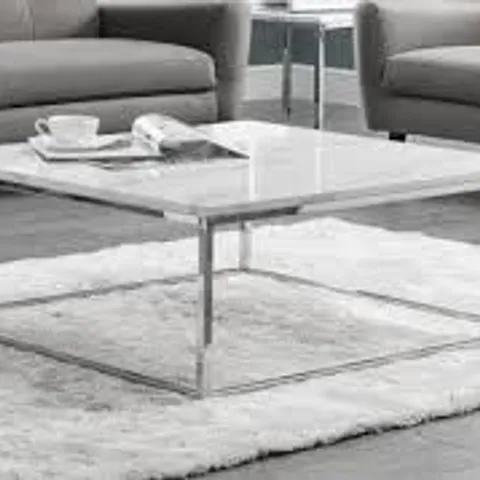 JULIAN BOWEN SCALA WHITE MARBLE TOP COFFEE TABLE