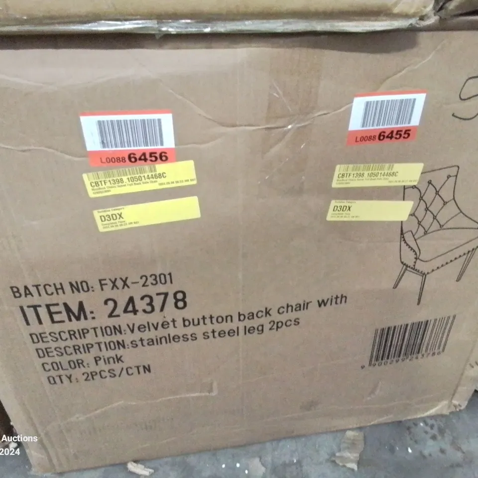 BOXED MONTFORD CHAIRS VELVET FULL BACK SIDE CHAIR (1 BOX)