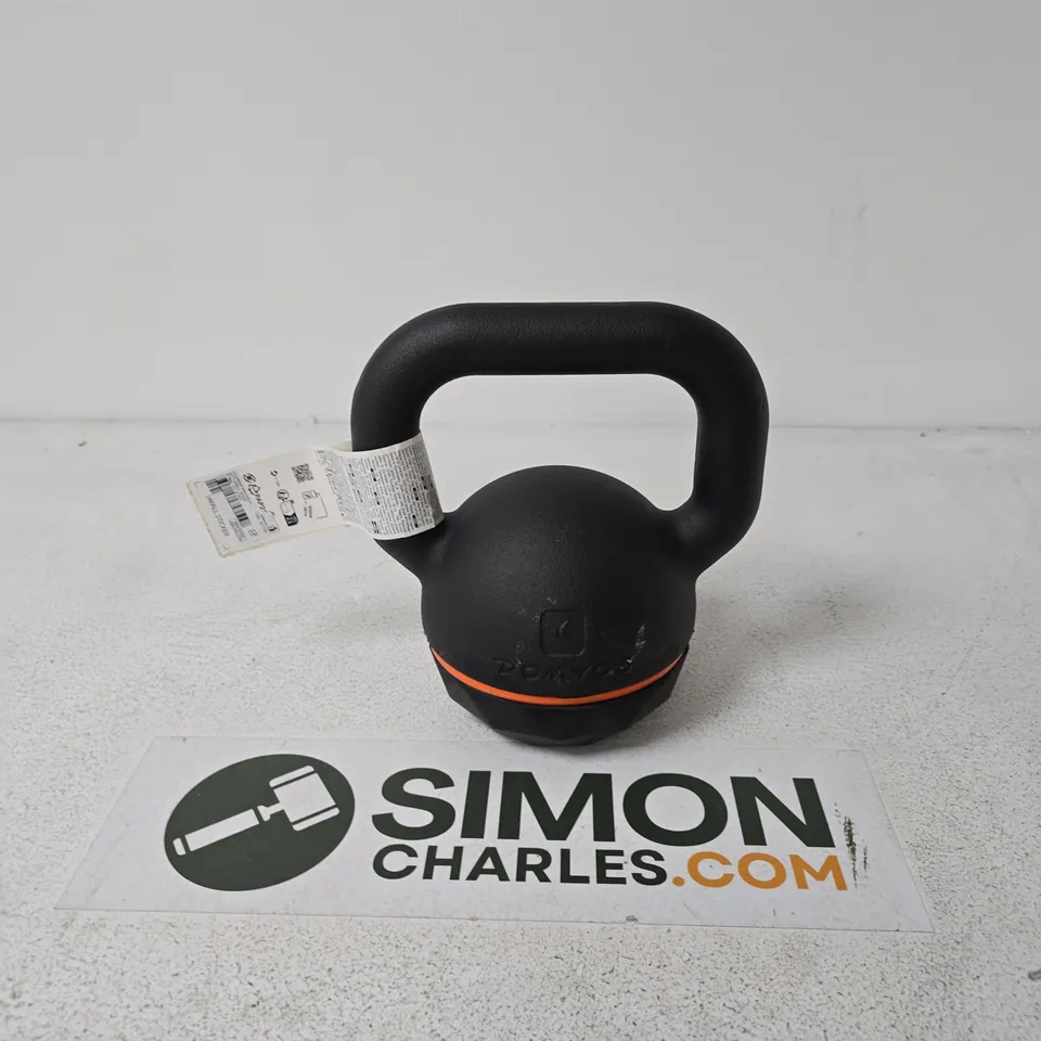 KETTLEBELL – BLACK CAST-IRON WITH ORANGE BASE BAND - 16KG 