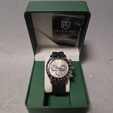 FRANK SCHMIDT WATCH – MULTI FUNCTION SUB DIALS WITH DATE – HQ RUBBER SPORTS STRAP – 3ATM WATER RESISTANT – GIFT BOX INCLUDED