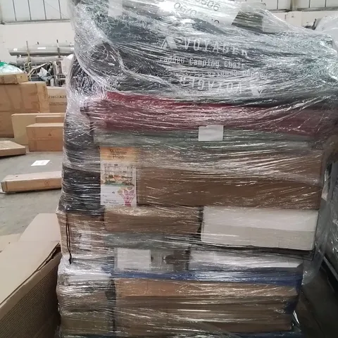 PALLET CONTAINING VARIOUS ELECTRICAL ITEMS AND HOUSEHOLD PRODUCTS TO INCLUDE;SUITCASE,CAMPING CHAIRS,FAN